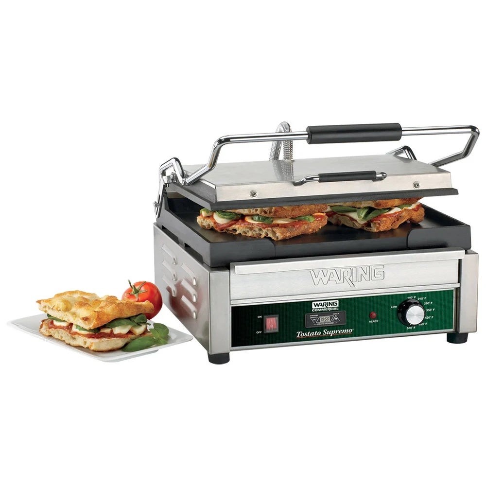 Waring WFG250T WFG250 14.5" Smooth Cast Iron Sandwich Grill w/Timer