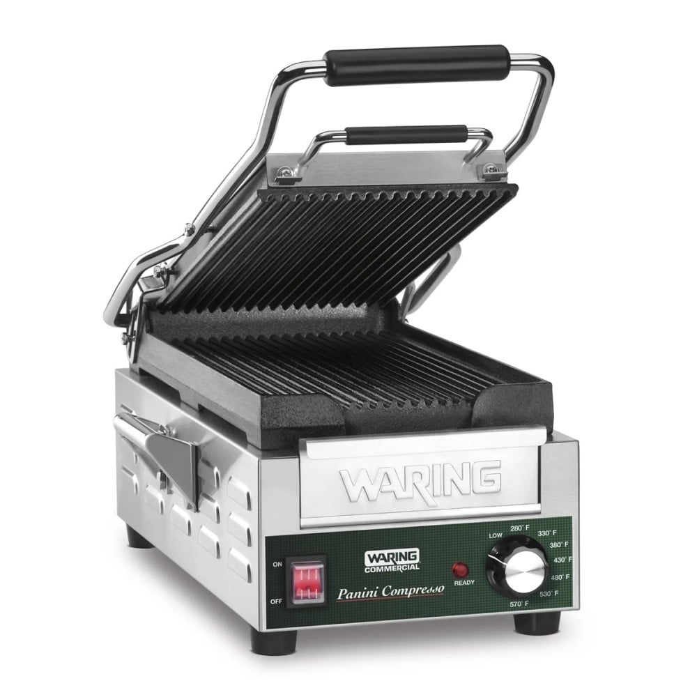 Waring WPG200 7.75" Grooved Cast Iron Sandwich Grill