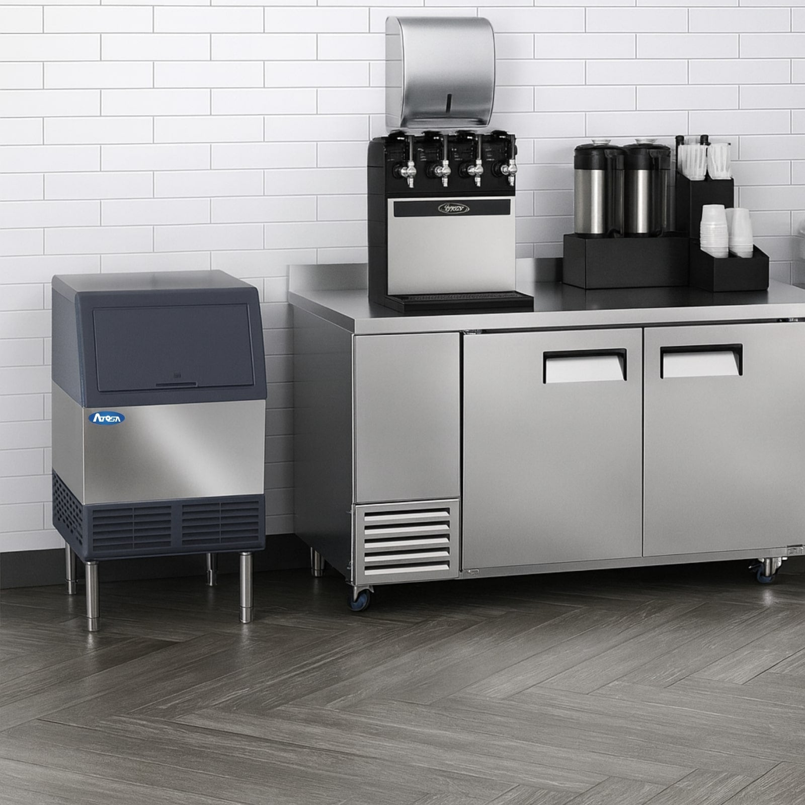 Atosa YR280-AP-161 283 lb. Air Cooled Half-Dice Undercounter Ice Machine w/ 88 lb. Bin