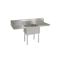 BK Resources BKS-1-1620-12-18T 1 Compartment Sink w/18" Left and Right Drainboards - Galvanized Legs | 52" Length