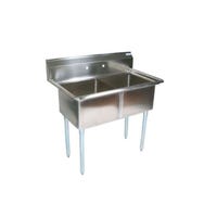 BK Resources BKS-2-24-14 Sink 2 Compartment Sink without Drainboard - Galvanized Legs | 53" Length