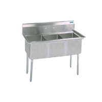 BK Resources BKS-3-24-14 3 Compartment Sink without Drainboard - Galvanized Legs | 77" Length