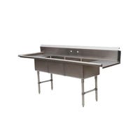 BK Resources BKSDT-3-20-12-20LS 100" 3 Compartment Soiled Dish Table, Left Side | S/S Legs
