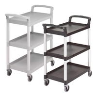 Cambro BC331KD 3-Shelf Open Side KD Service Carts in gray and black