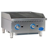Right turn view stainless steel charbroiler 