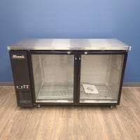 front of Migali C-BB60G-HC 2 Glass Door Back Bar Refrigerator