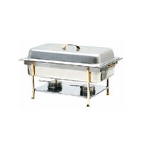 Thunder Group 8 Quart Rectangular, Dome Cover, w/Brass Accents, Stainless Steel Chafer | Model No. SLRCF0840
