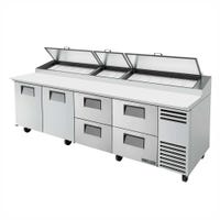 True TPP-AT-119D-4-HC 119" 2-Door 4-Drawer Refrigerated Pizza Prep Table | (15) 1/3 Pan