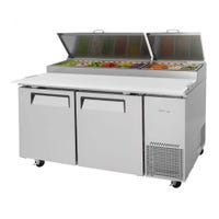 Turbo Air TPR-67SD-N 67" 2-Door Refrigerated Pizza Prep Table | (9) 1/3 Pan