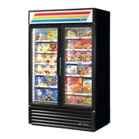 True GDM-43-HC~TSL01 2-Glass Swing Door Merchandiser Refrigerator in black