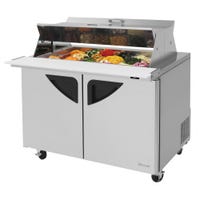Turbo Air TST-48SD-18-N-DS 48" 2 Door Refrigerated Sandwich Prep Table, Dual Sided | (18) 1/6 Pans