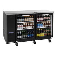 Turbo Air TBB-24-60SGD-N 61” 2 Glass Door Black Vinyl Back Bar Cooler from the front and left